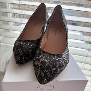 AGL Black and Gray Snakeskin Heels